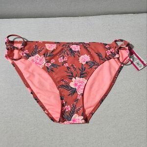 NWT•Pink floral bikini bottoms (L)
